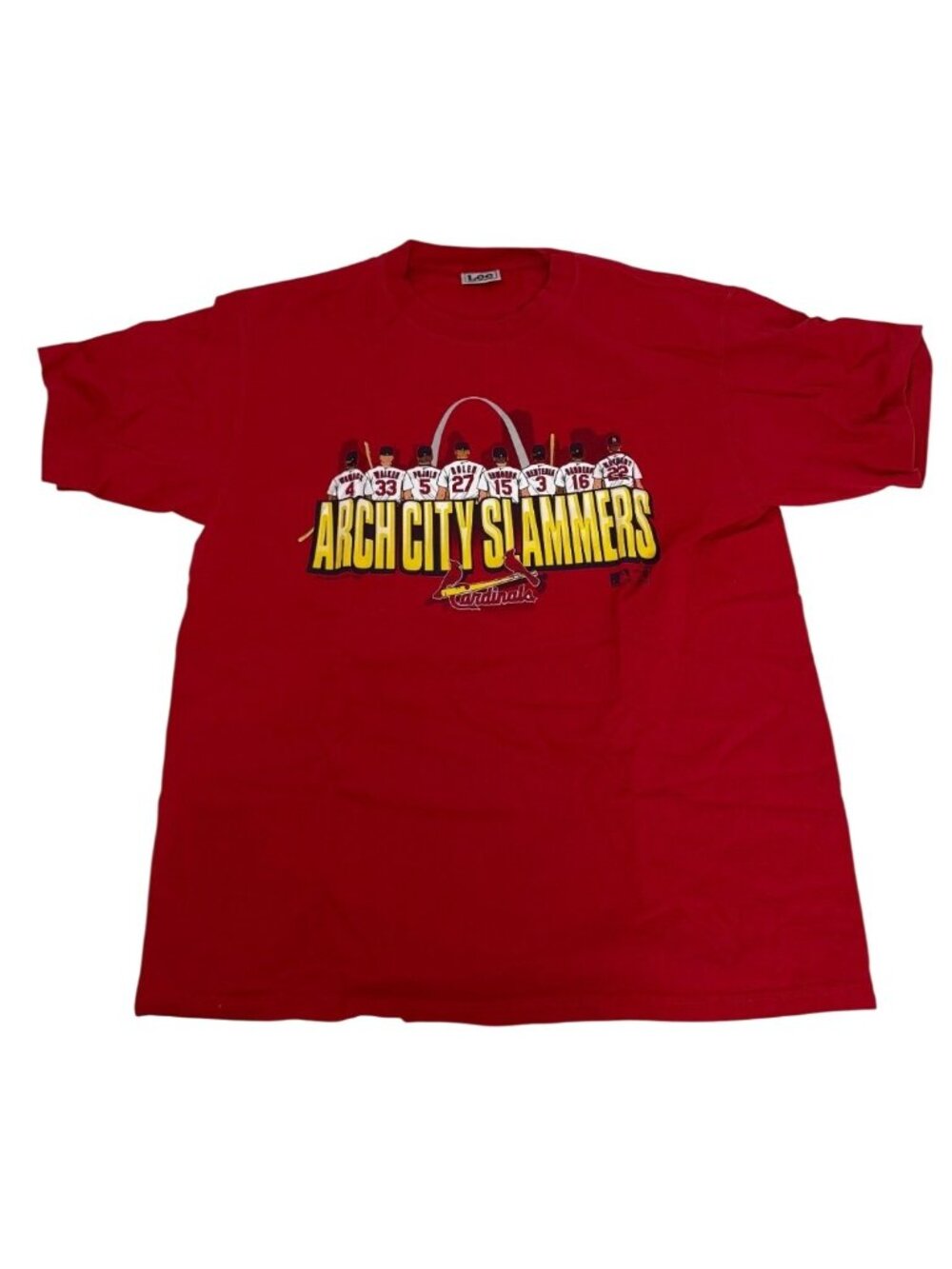 VTG Arch City Slammers Cardinals 2004 Red Graphic Shirt Lee Sport Mens Size XL